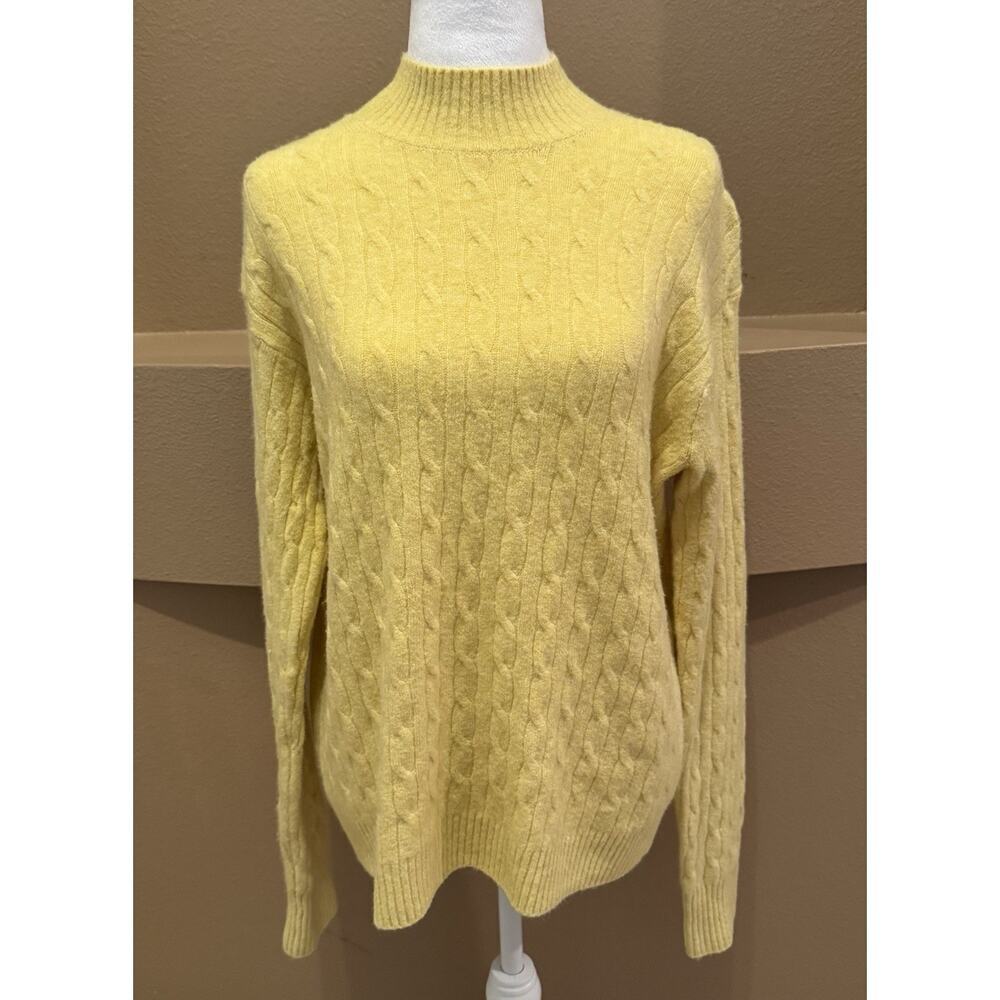 J.Crew Extra-Soft Cable Knit Sweater Women’s Yellow Pullover Size L